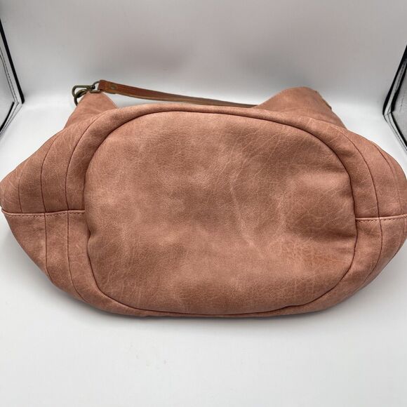 Chillx by Lemiel Antique Rose Pink Large Hobo Bag Shoulder Purse Vegan Leather - Picture 8 of 9
